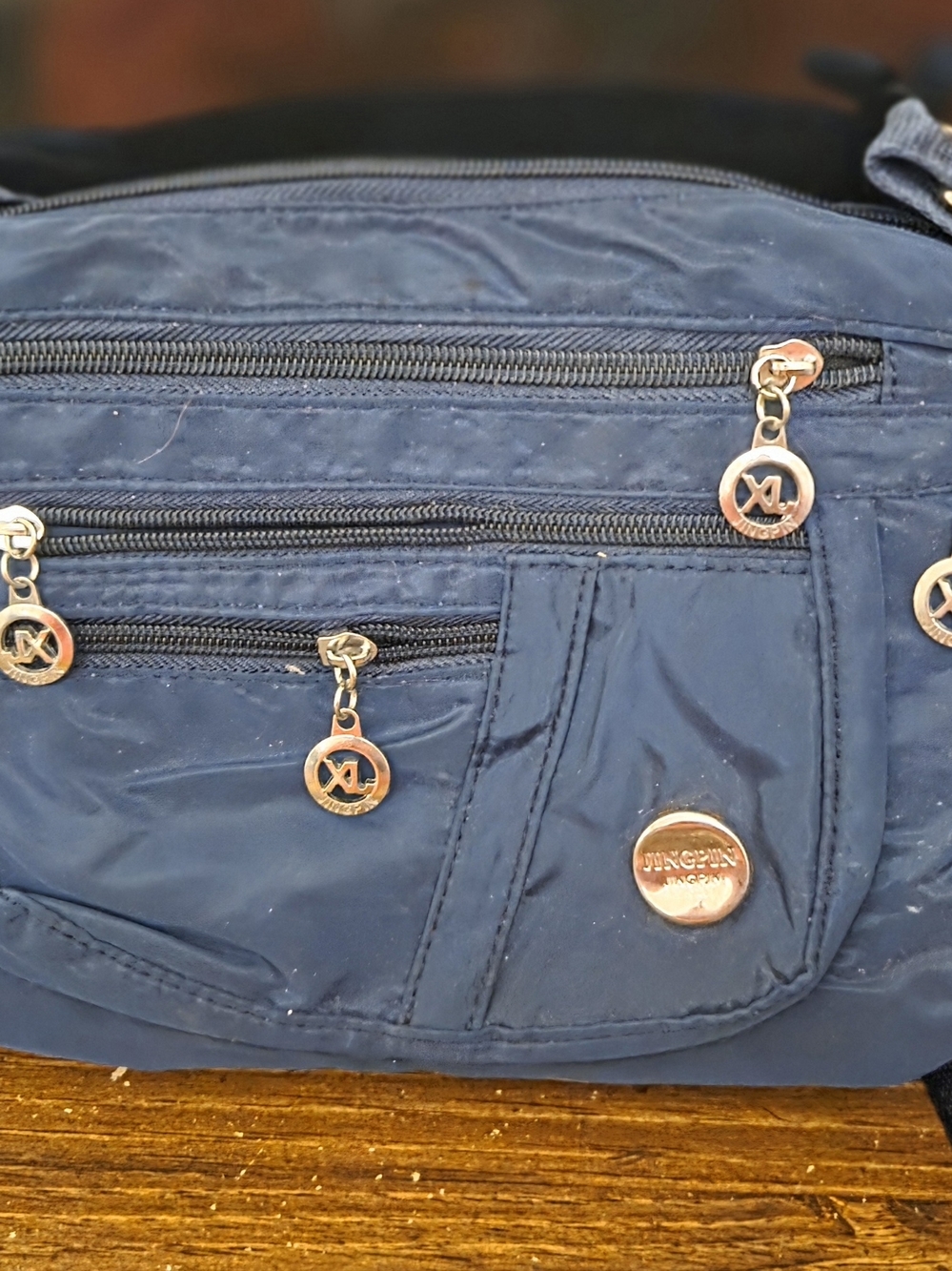 Navy Crossbody Bag with Gold Hardware
